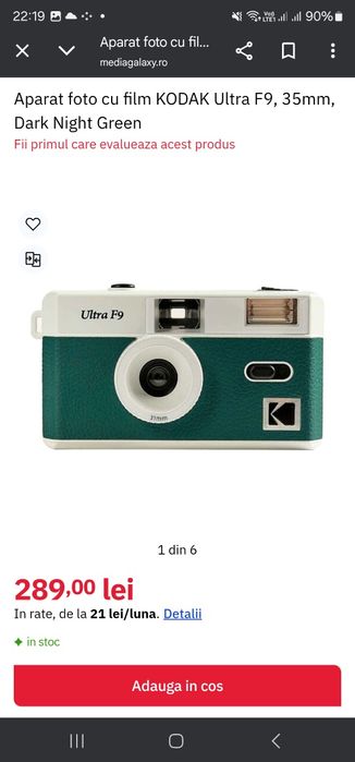 Aparat foto cu film KODAK Ultra F9, 35mm, Dark Night Green