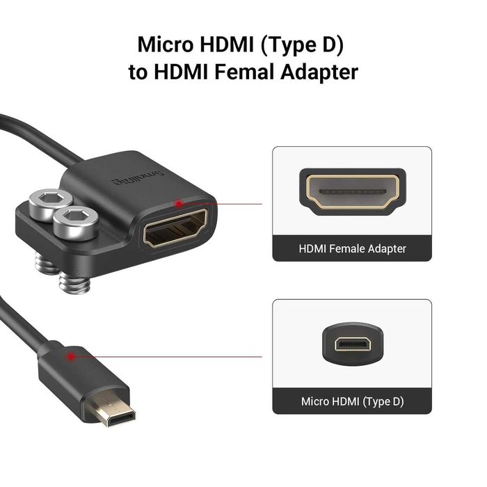 SMALLRIG adaptor HDMI Micro D la HDMI A 4K 60Hz