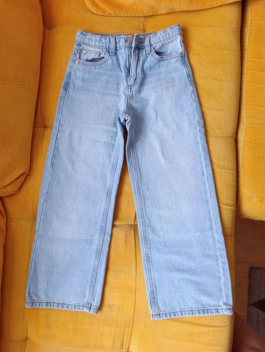 Детски прави дънки сини, деним, внос от Германия, L&D, размер 128 см (