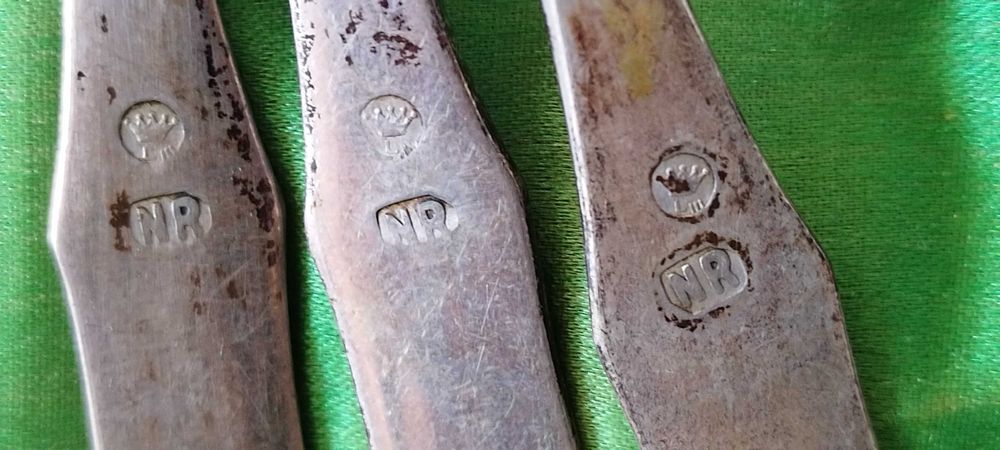 lingurițe,argint marcat, parțial aurit