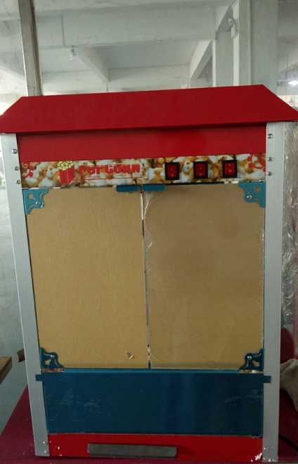 Aparat electric pentru popcorn, 1.44 kW, roșu-argintiu, capac negru