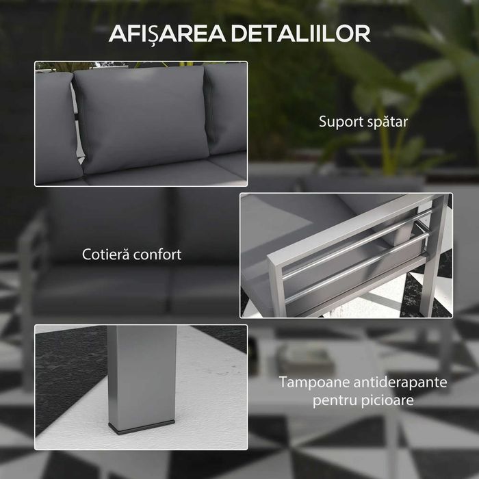 Canapea Gradina 3 persoane , Gri , HOMCOM