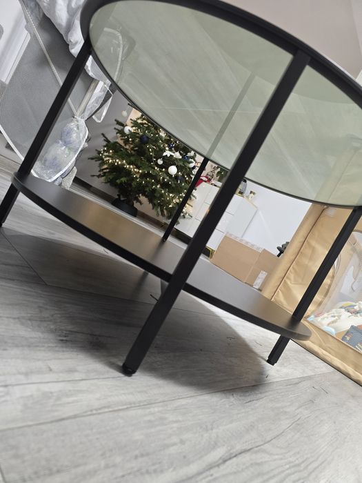 Masuta de cafea din  lemn si sticla (colantata)