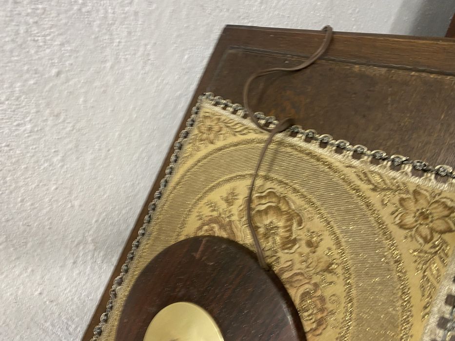 Винтидж настолна лампа дърво и месинг Дания