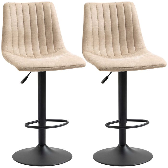Scaune Bar Casmir Alb, Scaune Pivotante Bar,Crem,HOMCOM x3 set fiecare
