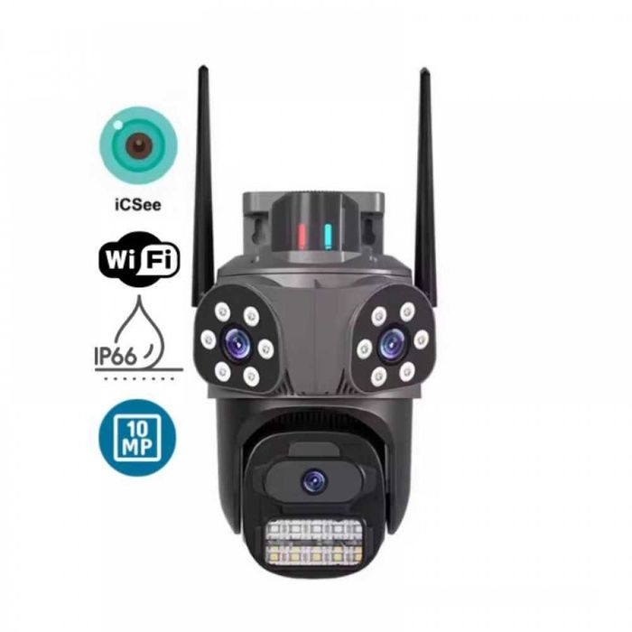 Тройна безжична IP камера с WiFi приложение iCSee 10MP 3008