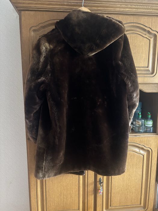 Haină Vintage Blană Naturală Mouton (Oaie) – Maro – Mărime XL