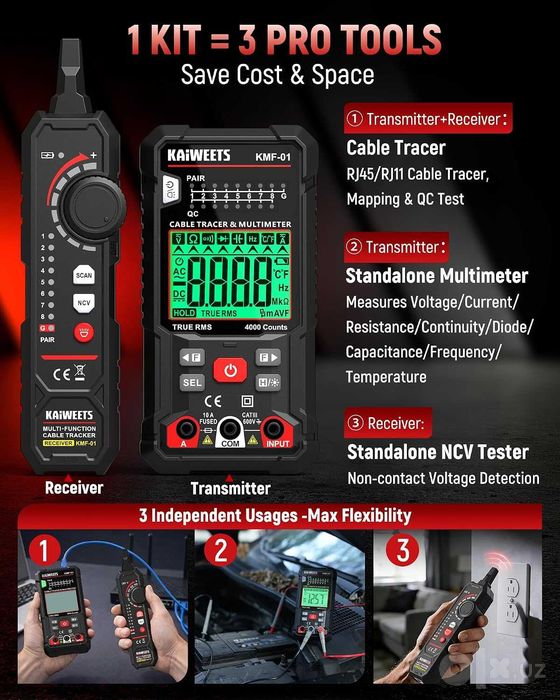 KAIWEETS Digital Multimeter Wire Tracer Kit with NCV Voltmeter