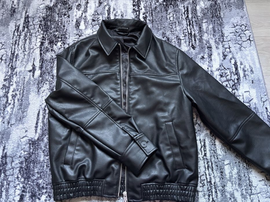 Мъжко черно кожено яке Zara