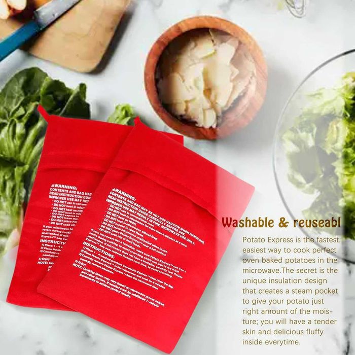 Set 2 pungi pentru copt cartofi la microunde 8 cartofi 26 x 19 cm