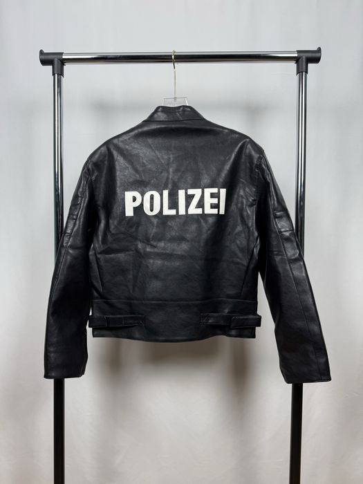 «SALE» VETEMENTS Black Leather Jacket «Polizei»