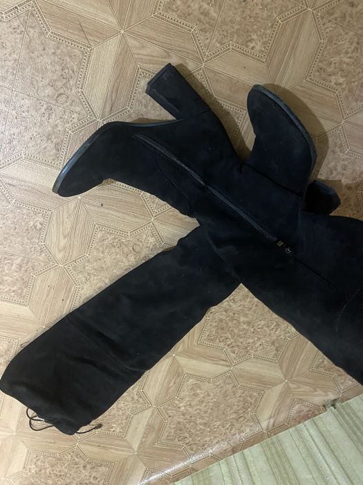 Ботфорты на каблуках замша