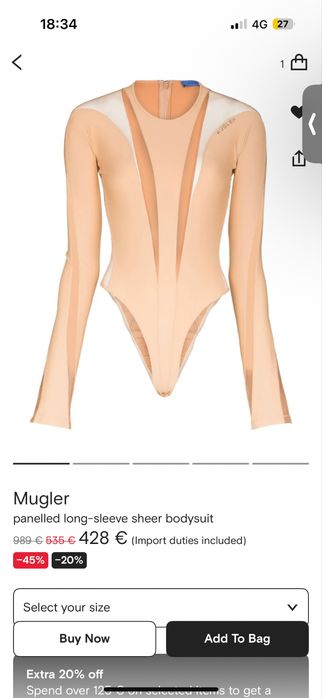 Mugler боди/блуза/ топ НОВА и оргинална S размер