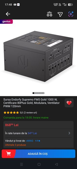 Sursa PC Endorfy Supremo FM5 Gold 1000 W