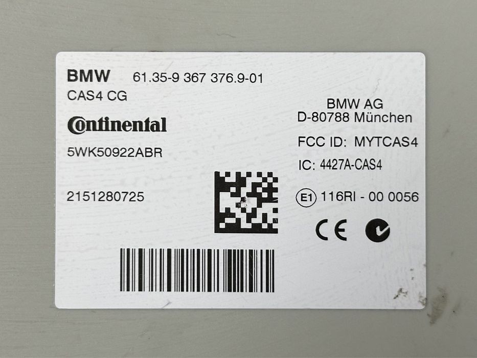 CAS 4 BMW X3 F25, X4 F26 : 9367376 / 6809374