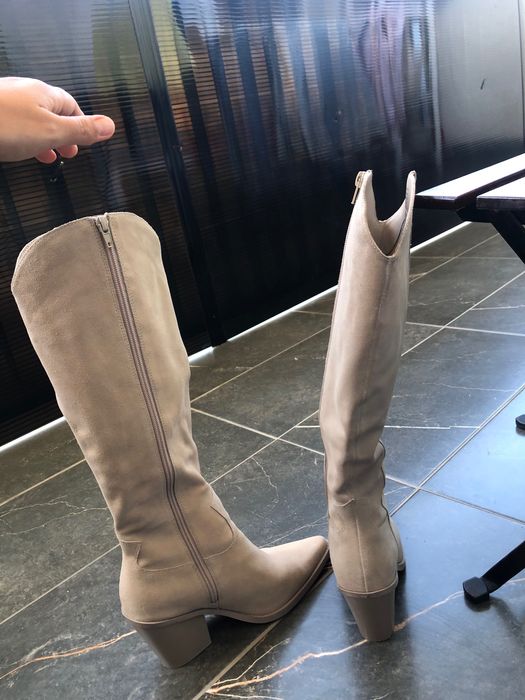 Cizme de piele cu toc masiv Nevada