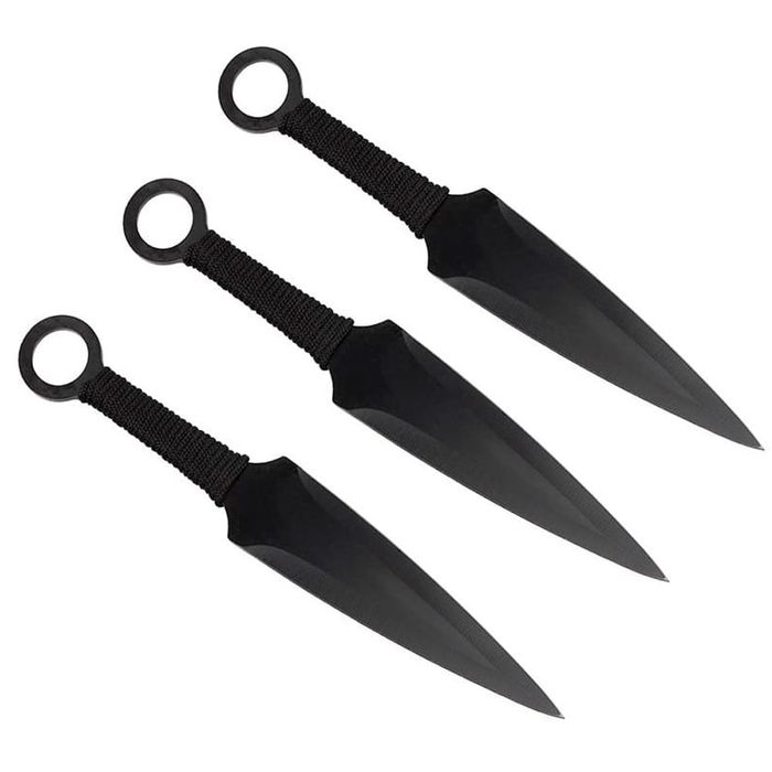 Set 3 cutite de aruncat Giant Kunai, 23 cm, negru, husa inclusa
