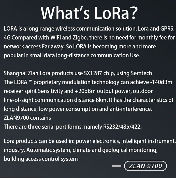 ZLAN9700 Индустриален безжичен комуникационен модул LORA Serial Servic