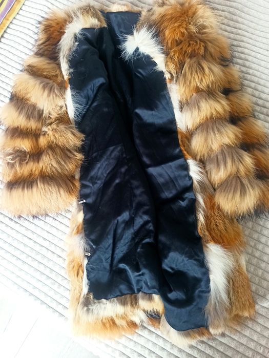 Палто естествен косъм - червена лисица S