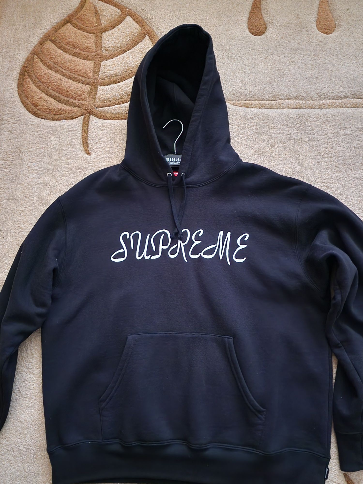 Supreme script hoodie on sale black