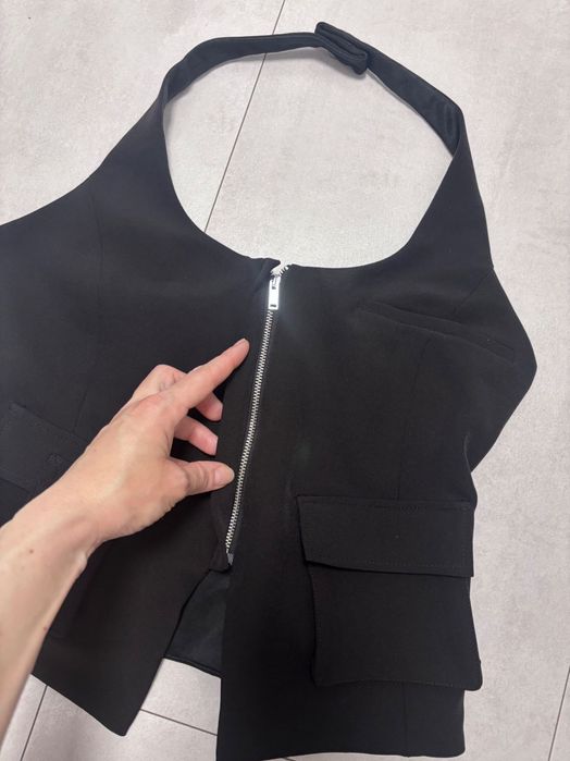 Zara Нов черен дамски топ-елек с цип S