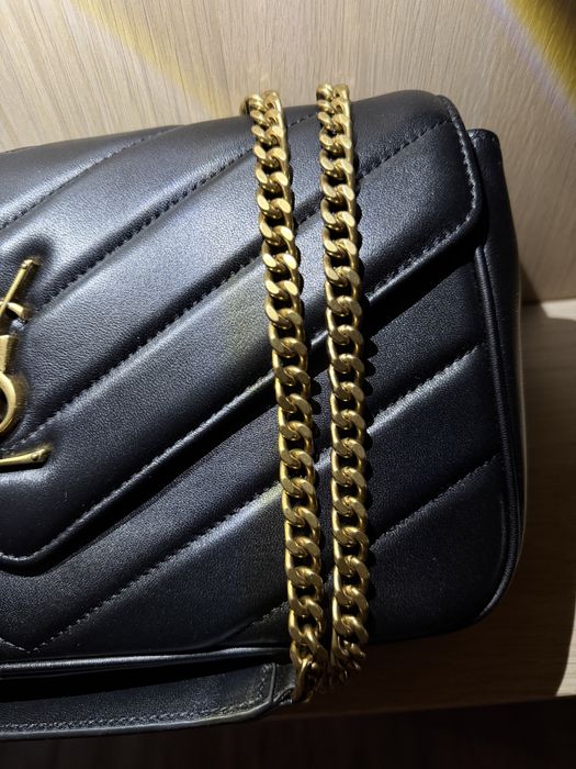 Geanta de piele Saint Laurent Loulou neagra