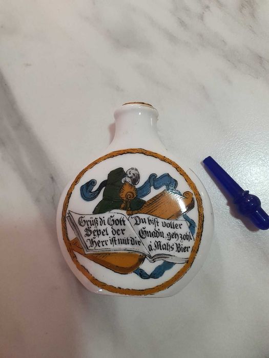 Vând recipient 1900/sticluta parfum decorativ porțelan, dop original,