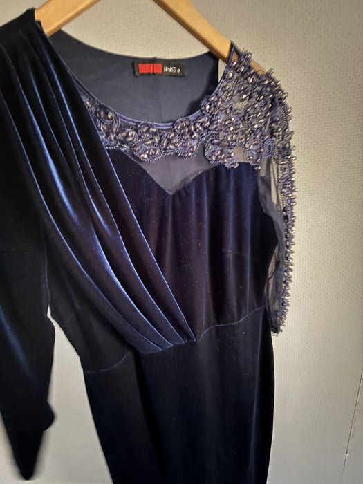 Платье синее велюровое 48-50