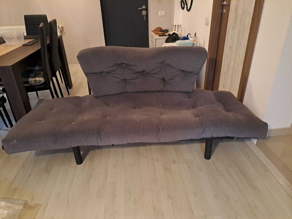 Canapea 2 persoane, gri antracit, brate extensibile