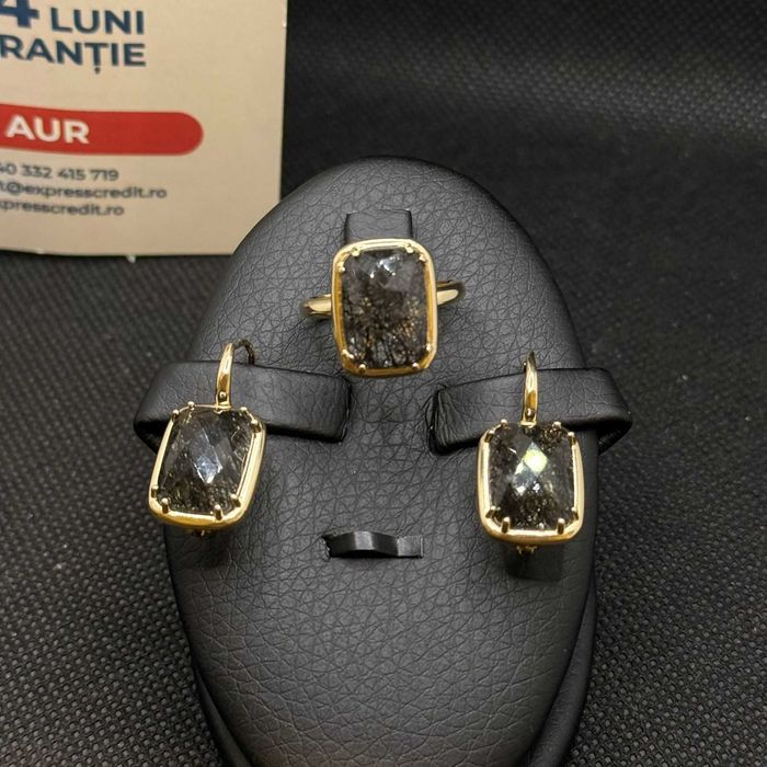 Set cercei si inel aur 14K 6.87g si 3.68g (AG15 Gara 1 B33844.1) Garantie 2 ani!