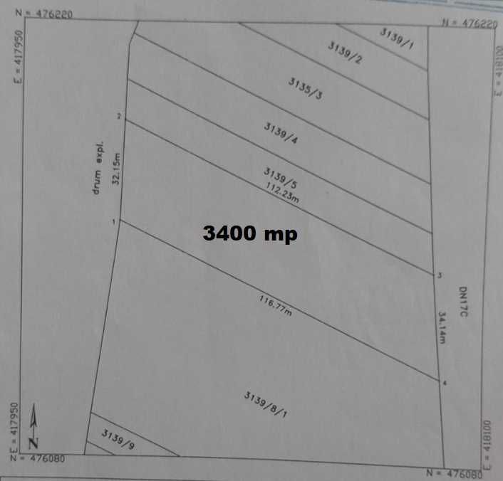 Vand teren 3400 mp - extravilan - deschidere 34 ml la drum asfaltat - Sacel - jud Sibiu