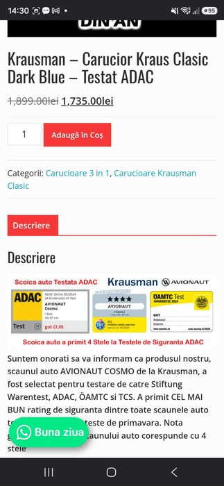 Cărucior 3 în 1 copii