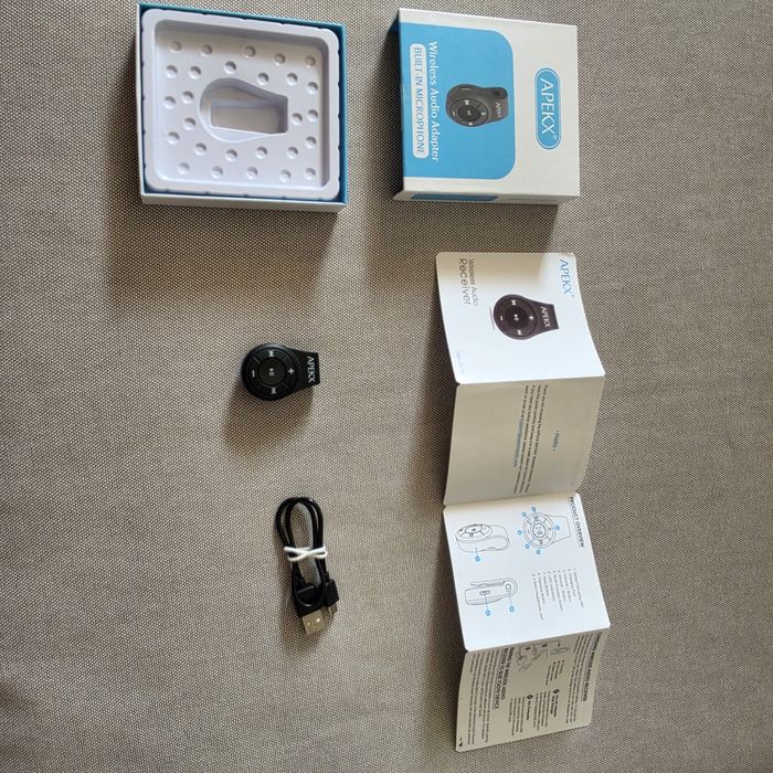 APEKX Bluetooth аудио приемник (адаптер) с вграден микрофон и клипс