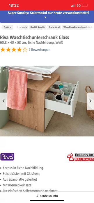 Стъклен тоалетен шкаф Riva