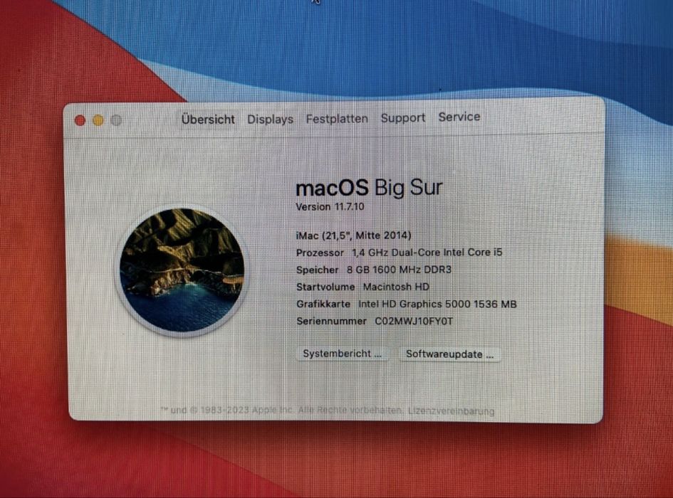 iMac 21.5" (2014) – i5 • 8GB RAM • 500GB • Stare foarte bună