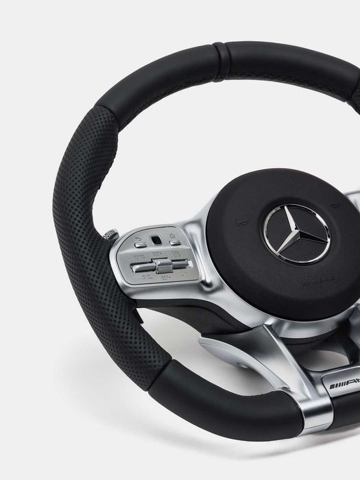 Автомобильный руль Mercedes AMG Tiptronik RL, кожаный, черный, серый