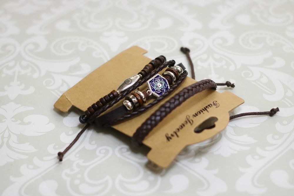 Set 3 bratari vintage, piele