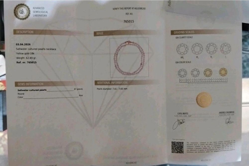 Colier perle japoneze  Akoya de apă sărată cu aur închizătoare 18 K