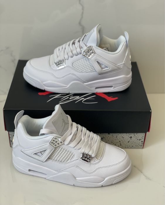 Air Jordan 4 Pure Money White Metallic Silver Full Box VerificareColet