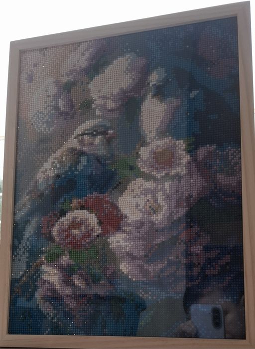 Tablou 30x40 cm înramat – Păsări pe creangă înflorită”