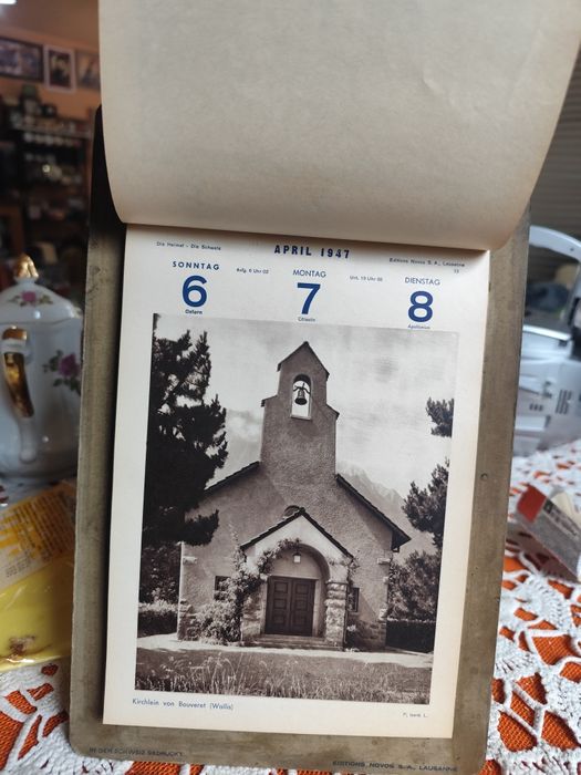 Стар календар 1947 година Швейцария