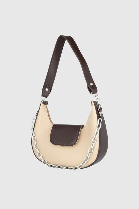 НОВО! ЛИКВИДАЦИЯ! Дамска чанта хобо в цвят бежово и кафяво