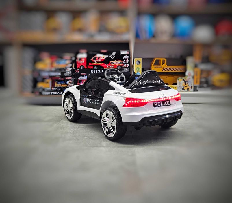 ПРОМОЦИЯ!НОВО!Акумулаторна кола AUDI POLICE с 12V батерия,EVA ГУМИ,USB