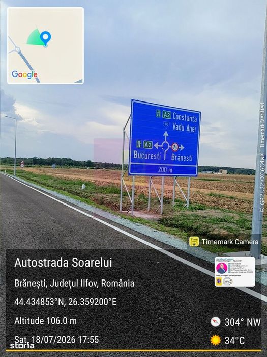 Branesti - teren 13k mp langa autostrada A2