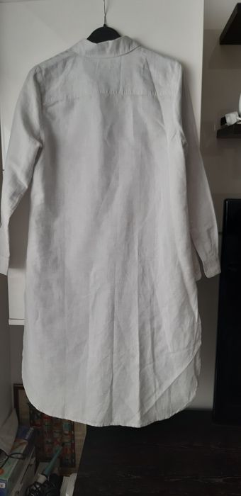 Camasa lunga/rochie din in gri perla S/M
