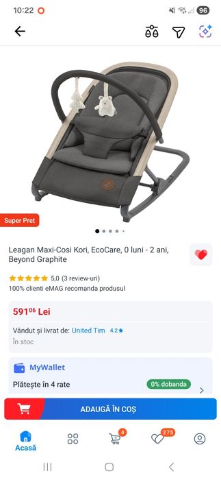 Leagan Maxi-Cosi Kori, EcoCare, 0 luni - 2 ani, Beyond Graphite