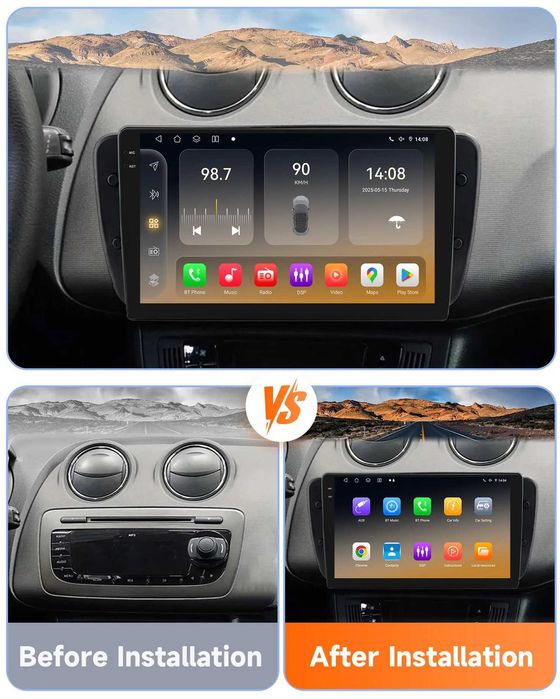 Мултимедия 9″ Android 14 за SEAT IBIZA IV 6J CARPLAY навигация RDS DSP