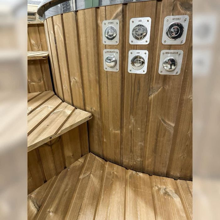 Уникално Джакузи Вана с вградена печка на дърва , термо стълби тераса