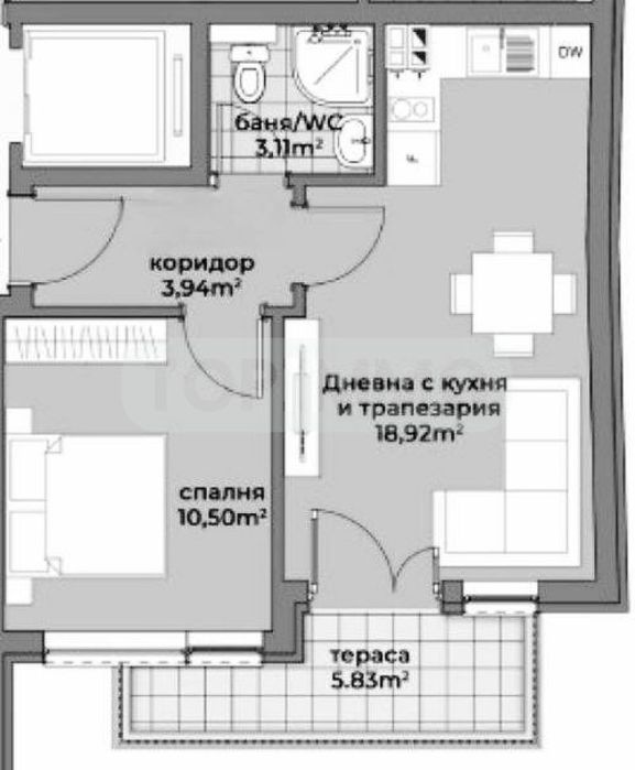 Продава се Двустаен апартамент в Варна, Аспарухово - 60 кв.м за 1492 €/кв.м - Снимка #3