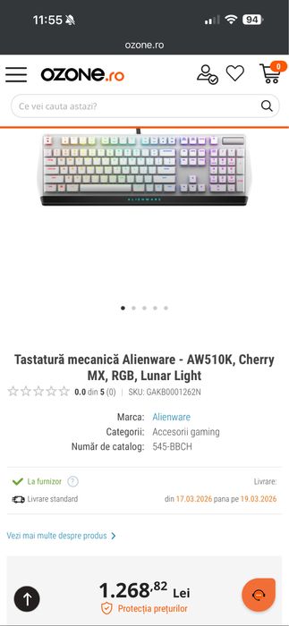 Tastatura alienware AW510K, Cherry MX, RGB, Lunar Light